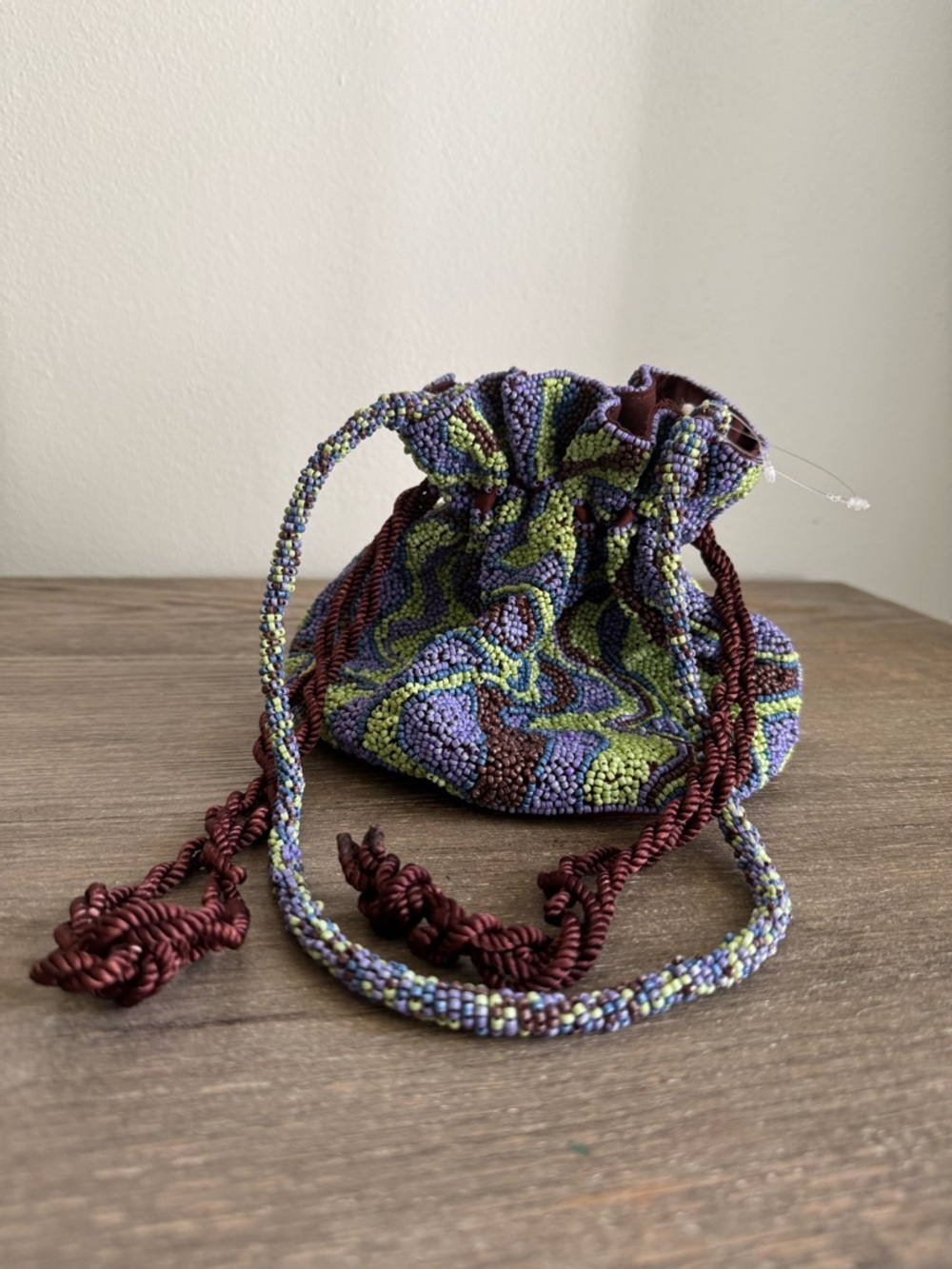 Free People Beaded Drawstring Pouch Bag